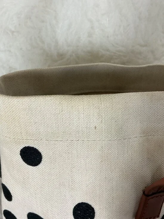 Longchamp Roseau Essential Ivory Black Polka Dot Fabric Small Bucket Bag - Picture 8 of 12